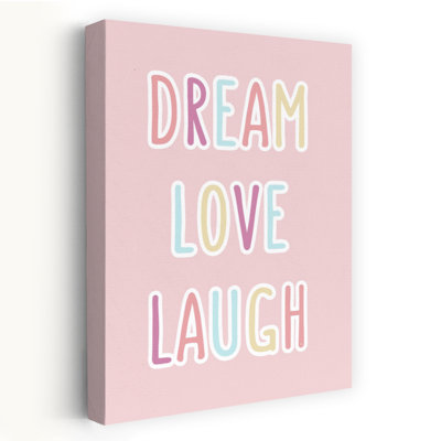 Pastel Dream Love Laugh Colorful Contemporary Dreamy Portrait Wall Art Print 1 Piece Wrapped Canvas Wall Art