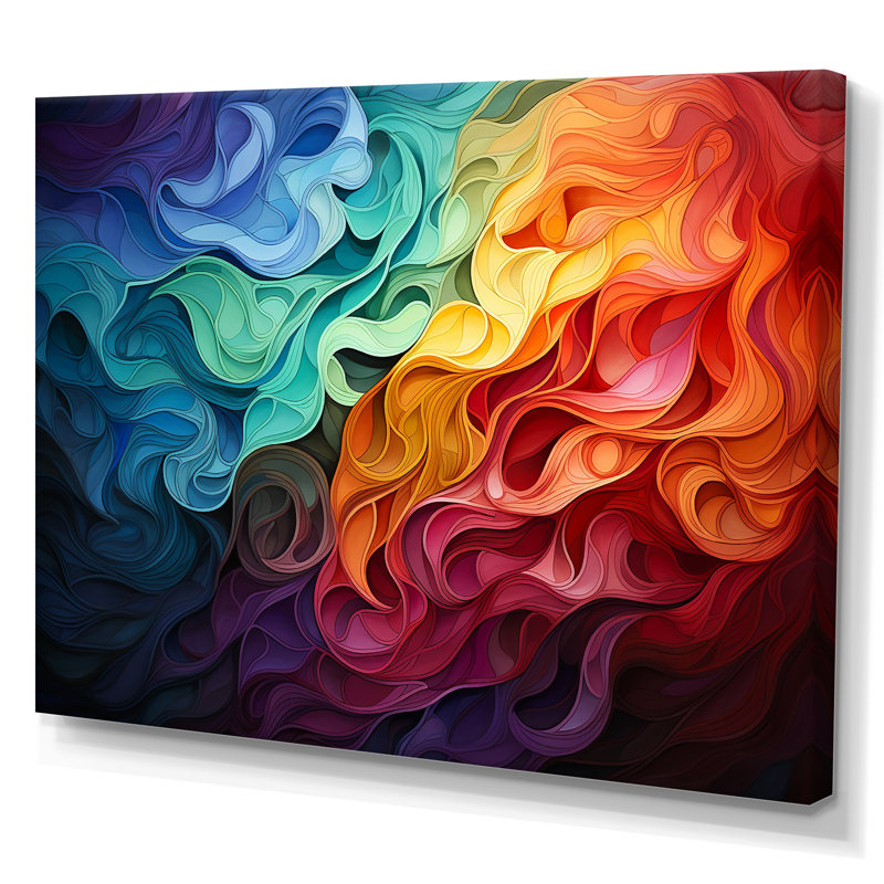 " Multicolor Op Art Symmetrical Illusions I ", 16" H x 32" W x 1" D, Wrapped Canvas