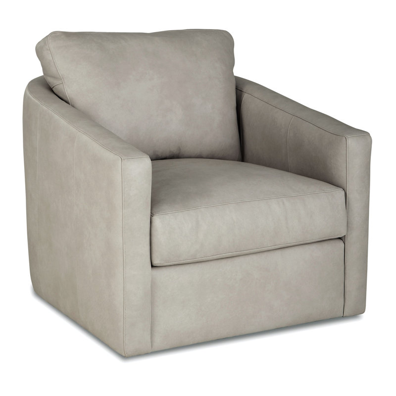 Mccoy Barrel Chair, Gray Brown Genuine Leather