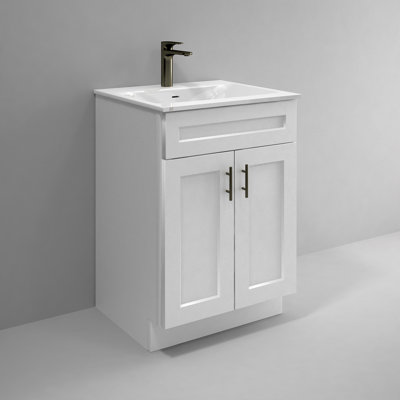 24'' Single Bathroom Vanity Sink Base Cabinet in White Shaker -  Vanity Atelier, VA-TRI-WS-V2421