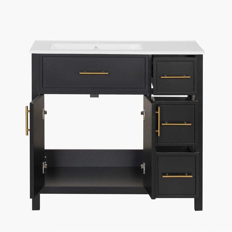 High-Quality Bathroom Vanity with Ample Storage and Stylish Design, Black