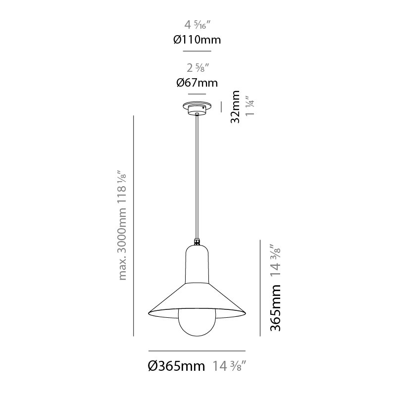 Tagomago 1 - Light Cone Pendant, Anthracite Gray Lacquer/Gold, Anthracite Gray Lacquer/Gold