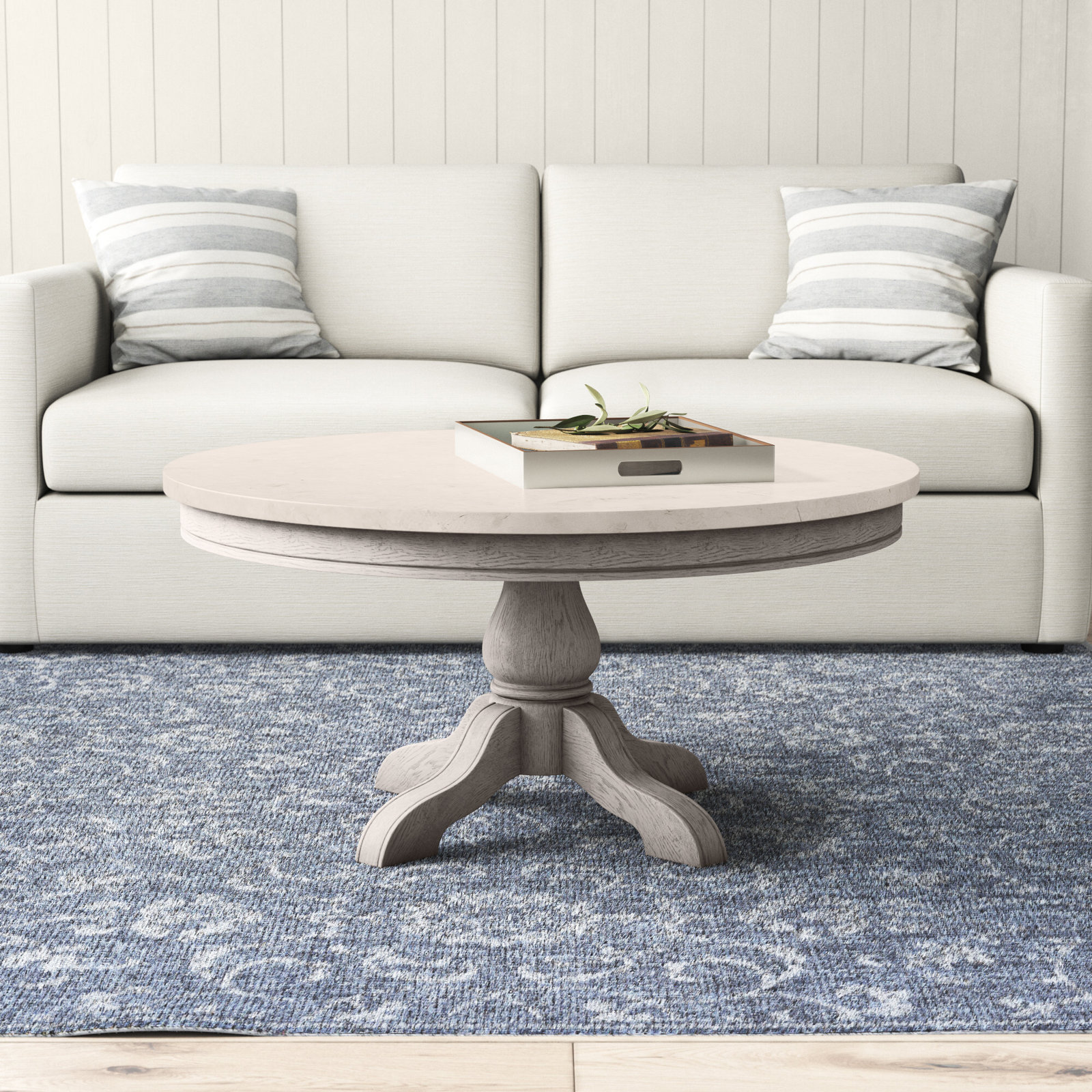 Aberdale Coffee Table, Distressed Gray Top/Rustic Gray Base