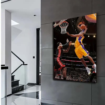 16*12 1pc Dynamic Basketball Star Canvas Wall Art with Pine Frame- Vibrant, High-Quality Sports Poster, Suitable for Living Room, Bedroom, Office Decoration- Fashionable Indoor/Outdoor Decoration