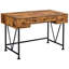Bureau rustique antique en muscade et bureau, 3 tiroirs pour un bureau rectangulaire à espace efficace, rangement pour bureau personnel