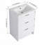 Armoire de salle de bain autoportante 24 po avec lavabo en résine, 3 tiroirs à fermeture en douceur 24 po