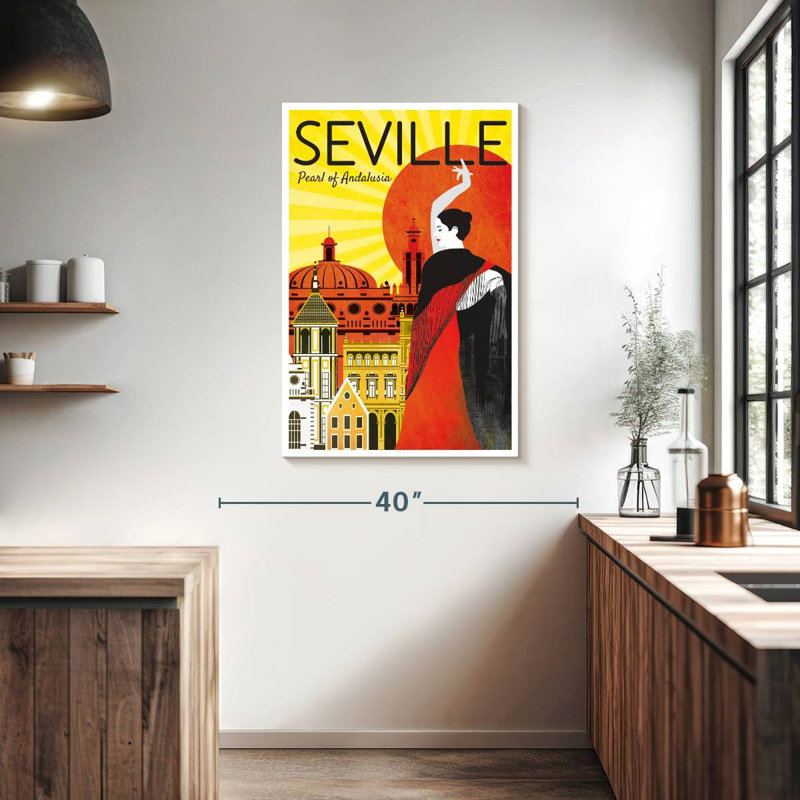 Séville perle d'Andalousie, affiche rétro, H 39 po x l 26 po