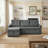 Upholstered L-Shape Gray Corduroy Space-Saving Sleeper Pull-Out Sofa With Hidden Storage-1719989693