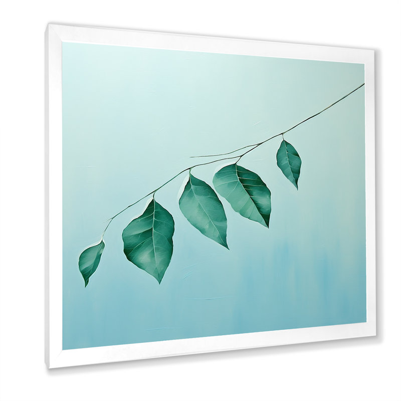 Bleu sarcelle Tranquility Leaf Impression I, Cadre simple blanc, H 36 po x l 36 po x P 1,5 po