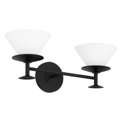 Éclairage pour meuble-lavabo 2 lumières noir mat et or champagne 20 pouces avec verre opale gravé Tekamah