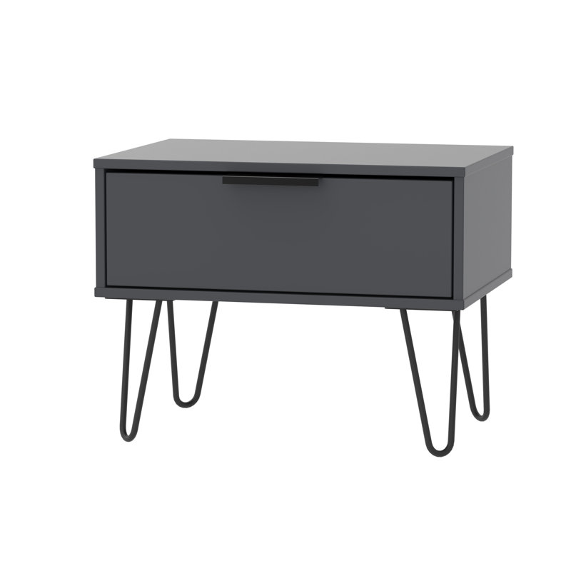 Fully Assembled Berryhill 1 Drawer Bedside Table, Graphite