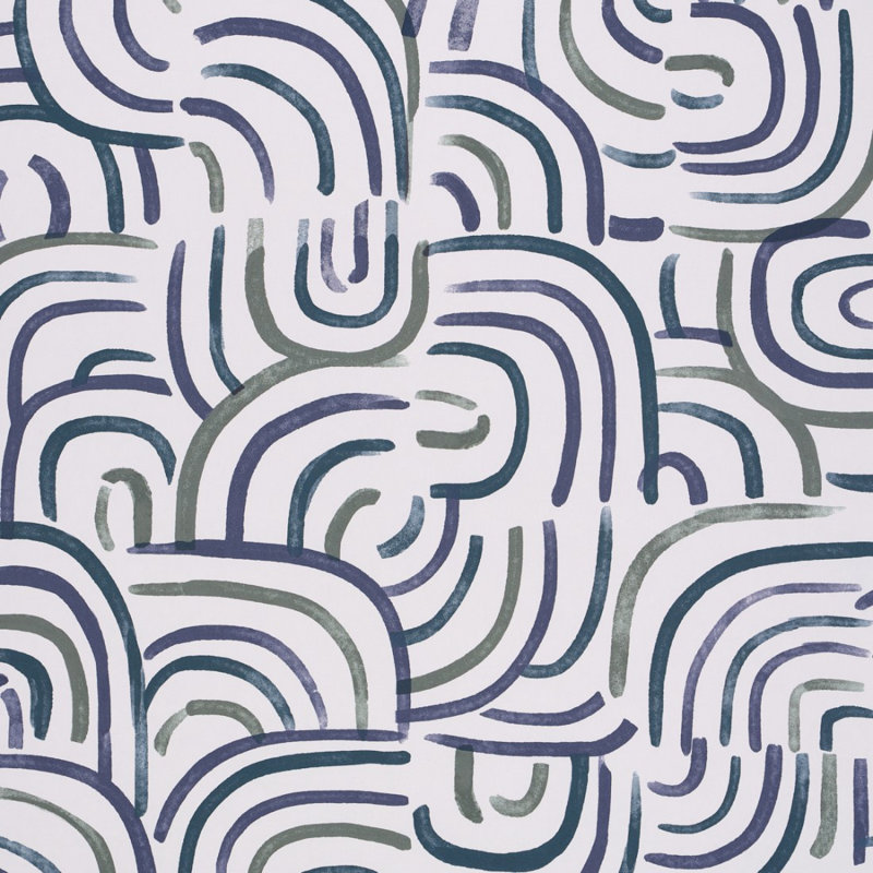 Papier peint Schumacher x Backdrop New Beat, Bleu / vert