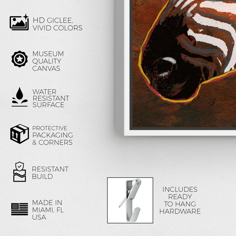 Zebra Sunset Framed Giclée Canvas Print, White Framed, 12" H x 12" W x 1.5" D
