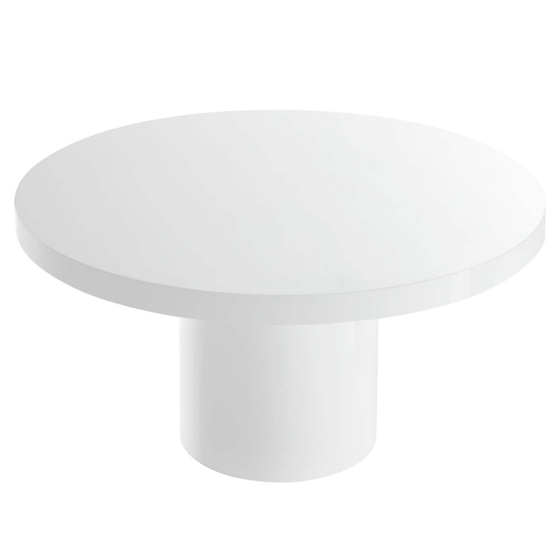 Modern 60" Round High Gloss White MDF Dining Table