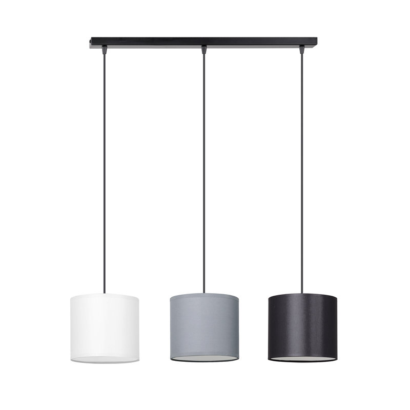 Elisa 3 - Light Black Kitchen Island Pendant, Black/White/Grey