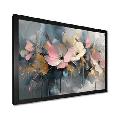 Encre de Chine - Fleurs de fuschia abstraites I - Fuschia, reproduction sur toile encadrée
