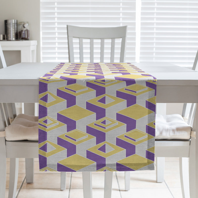 Chemin de table Classic Skyscrapers, 16 po x 90 po, Jaune / Mauve