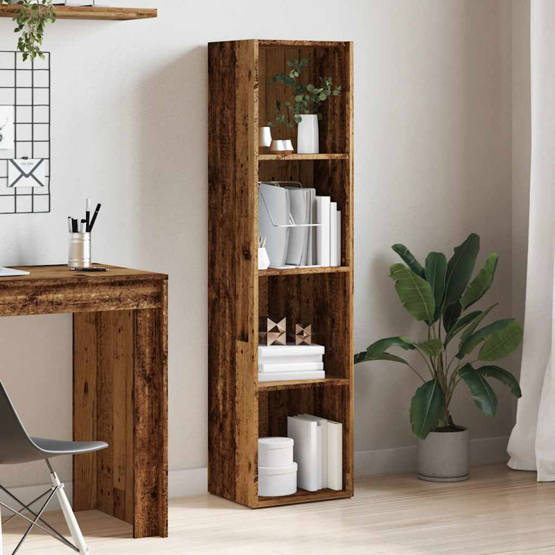 Abelia Bookcase, (4 Shelves) 143cmH x 36cmW x 30cmD, Old Wood