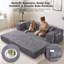 Canapé-lit futon convertible de 200 cm avec poche de rangement et porte-gobelets, canapé-lit modulable en velours côtelé, canapé-lit gigogne pour salon, aucun assemblage requis-1976803532