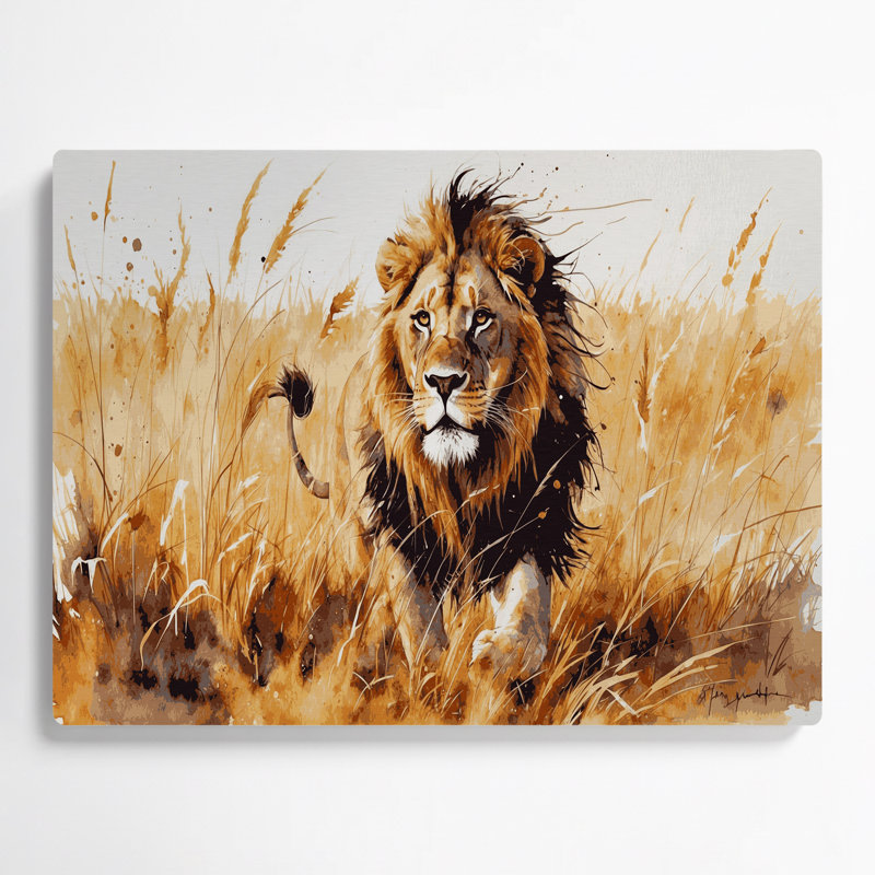 «Big Cats Bush Lion», art mural en métal, 20" H x 30" W