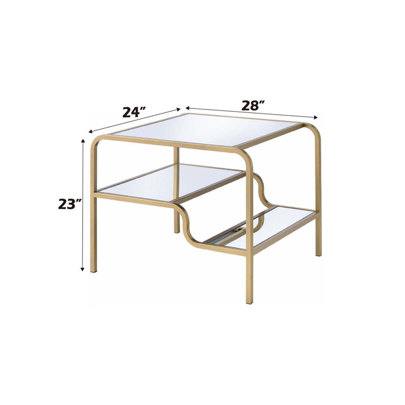 Astrid End Table, Mirrored & Gold Finish