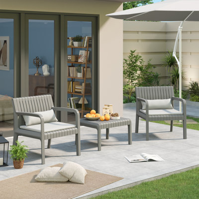 2-Person Outdoor Seating Group With Cushions And  Coffee Table