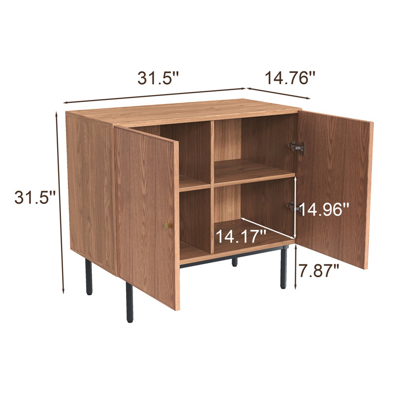 Warm Walnut 31.5" Sideboard with Adjustable Shelves