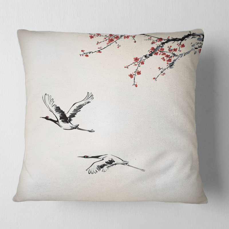 Coussin Sweet Winter Birds - imprimé traditionnel, 18" x 18"