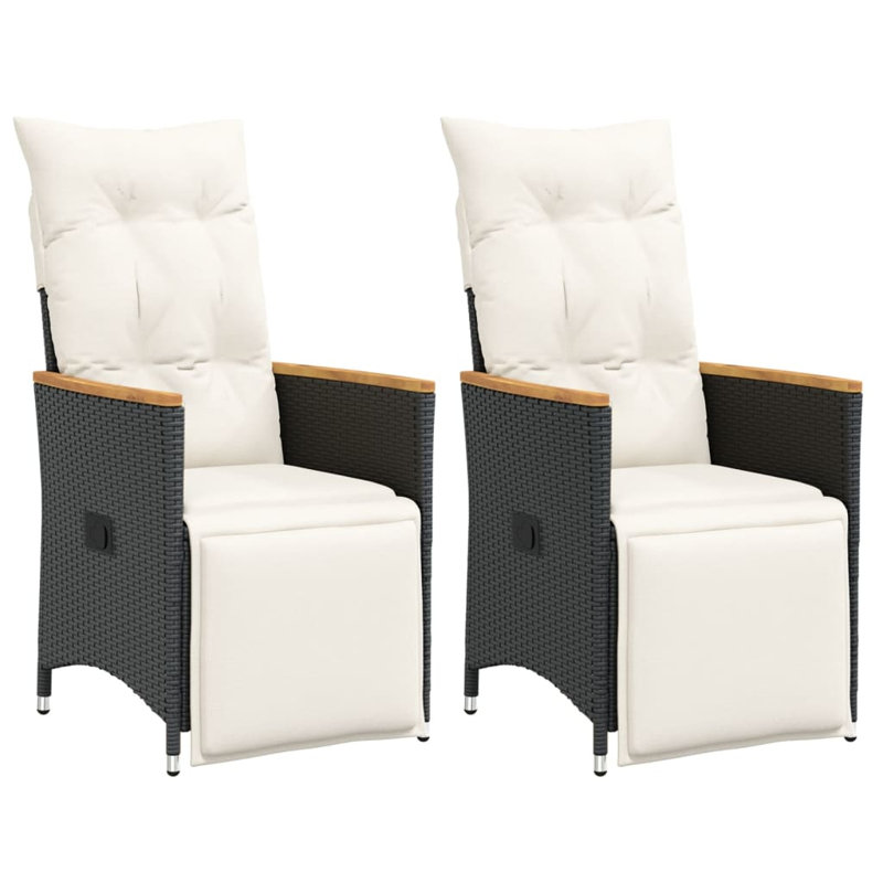 Ensemble de 2 chaises de jardin inclinables, Beige, Noir