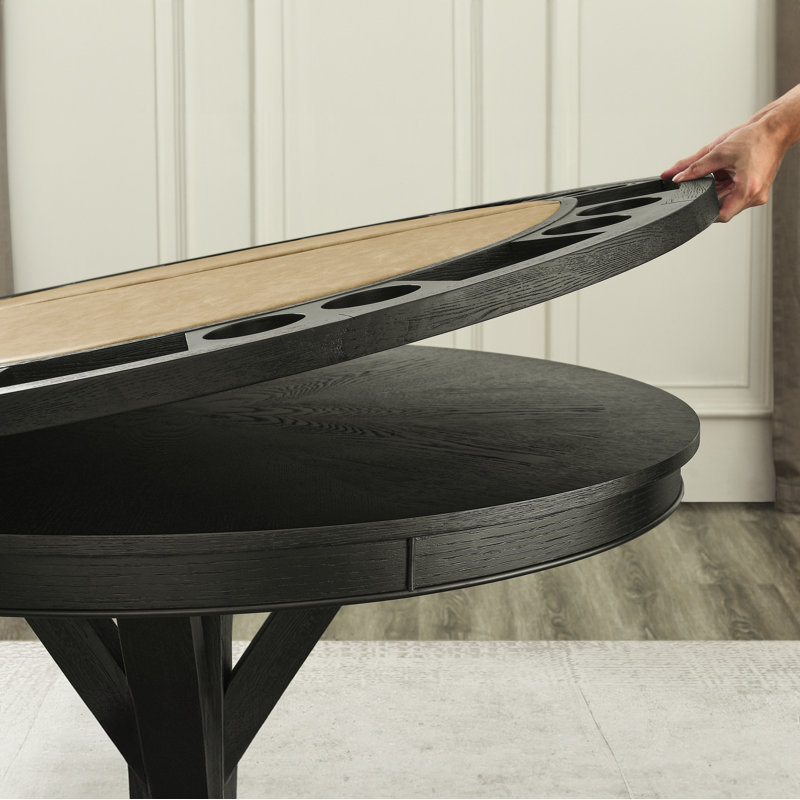 48" Black Oak Veneer Round Rustic Dining Table