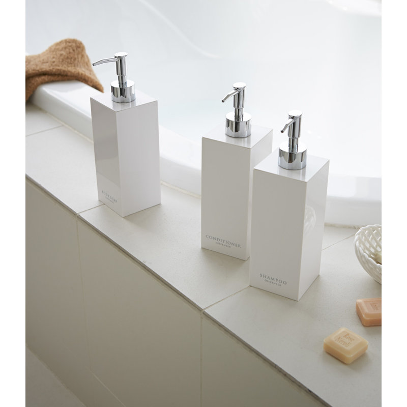 White ABS Plastic Square Body Soap Dispenser with Stainless Steel Pump