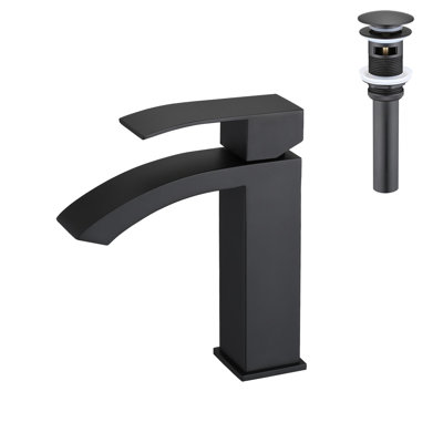 Robinet de lavabo de salle de bain à poignée simple avec bonde escamotable Waterfall