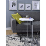 Hemmer Contemporary 16"Dia Round End Table with USB Charging Dock in Cream and Chrome