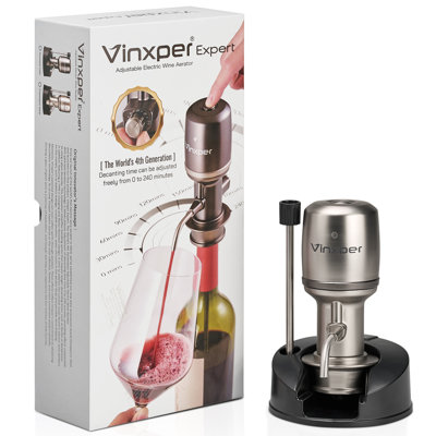 Expert Adjustable Electric Wine Aerator – Instant 240-Min Precision Decanting, Rechargeable & No-Drip Design, One-Touch Operation For 99% Wines & Spirits,  Gun Metal