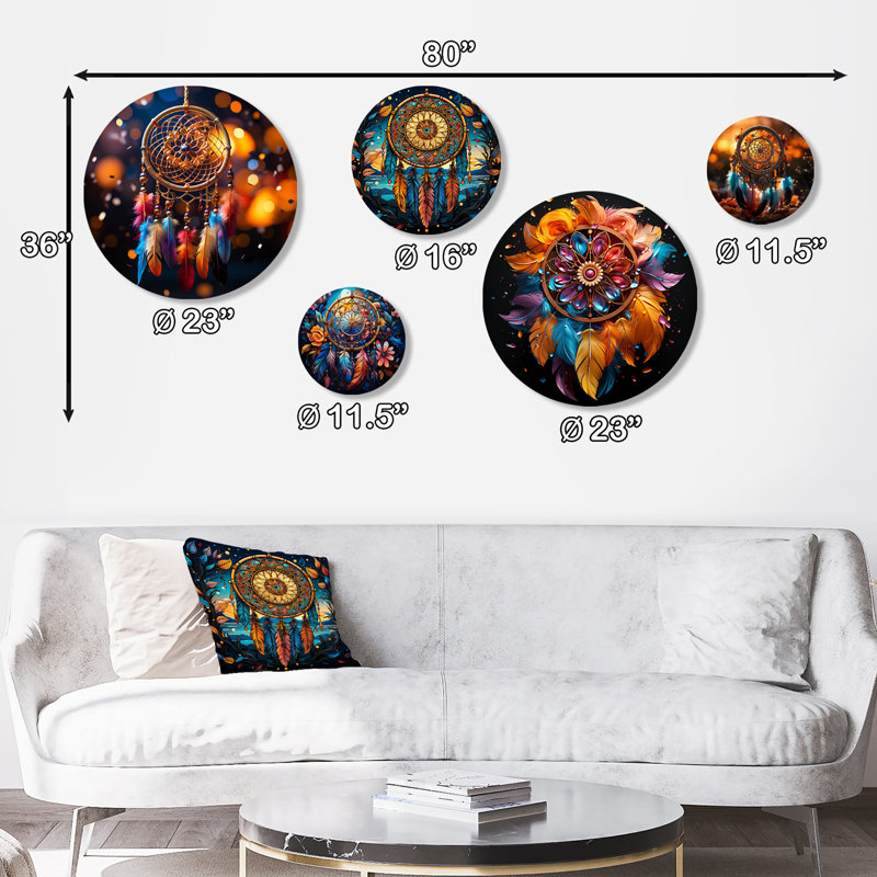 Dreamcatchers Dance - Dream Catcher, ensemble d'art mural rond
