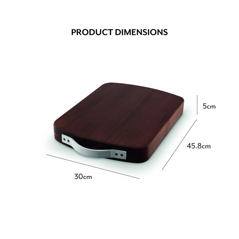 Sur La Table SLT847101 Large Rectangular Butchers Block, Acacia Wood, Brushed Nickel Handles, Walnut Colour