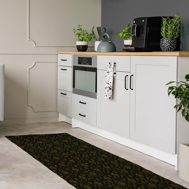 Tapis noir/vert à pizza classic, Tapis de couloir 2 pi 6 po x 8 pi