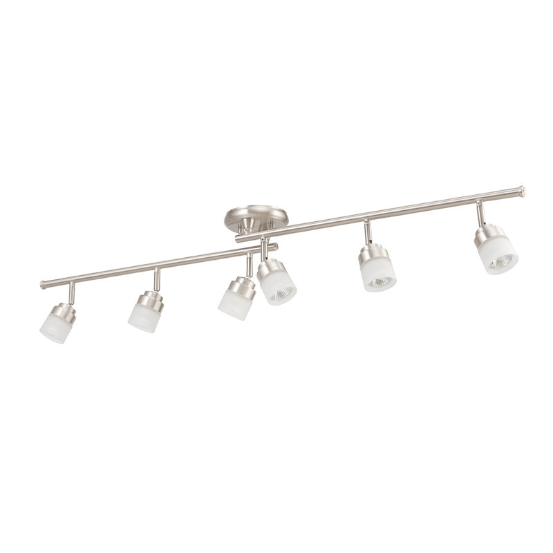 Brushed Nickel 46.25'' 6-Light LED Track Lighting Kit with Frosted Glass Shades