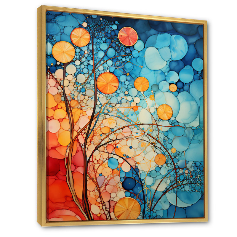 Mosaïque abstraite sur toile, H 20 po x l 12 po x P 1 po, Cadre flottant doré