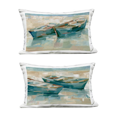 Stupell Industries Rowboat Pairs Washed Ashore Design by Ethan Harper  Outdoor Printed Pillow (Set of 2)