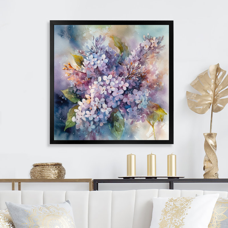 Mauve, vert, beaux lilas IV - impression, Cadre photo noir, H 36 po x l 36 po