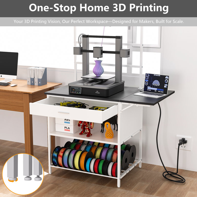 Foldable 3D Printer Rack & Filament Storage Organizer - Heavy Duty Metal Shelving with 41.5" x 23.6" x 58.1" Dimensions