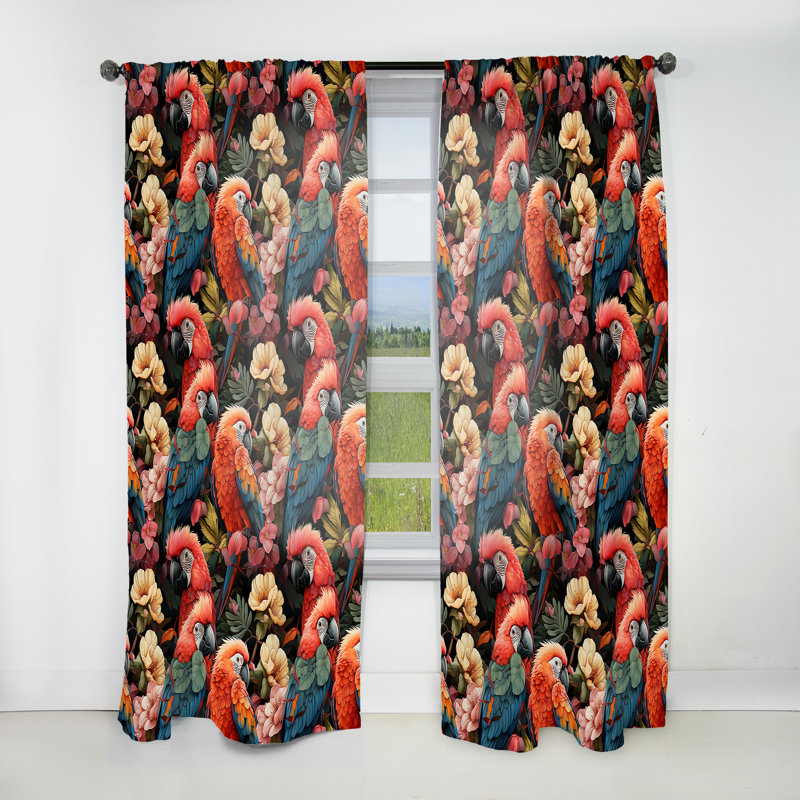 Parrot Haven - motif tropical I - rideau en velours tropical - obscurcissant - 1 panneau, L 52 po x L 63 po