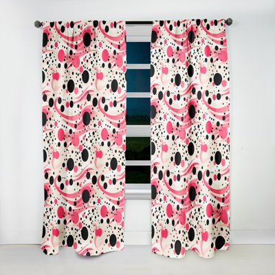 Popart Dynamic Doodle Dots III - Polka Dots Velvet Curtain Panels