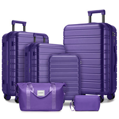 Luggage Sets 6 Piece with Duffel Bags, Hardside Expandable Suitcases with Spinner Wheels, Grape Purple