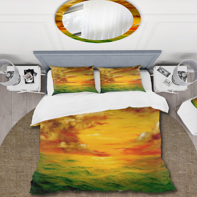 Bright and Colorful Sunset At Santa Rosa California - Ensemble de housse de couette Farmhouse - Microfibre de polyester