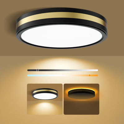 5Cct Dimmable Led Flush Mount Ceiling Light With Night Light, 10%-100% Brightness For Bedroom/Living Room/Kitchen