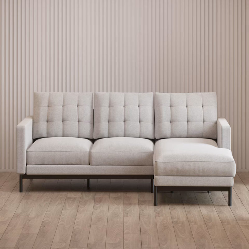 Thompson Upholstered L-Shaped Sectional Reversible, Thompson Light Grey