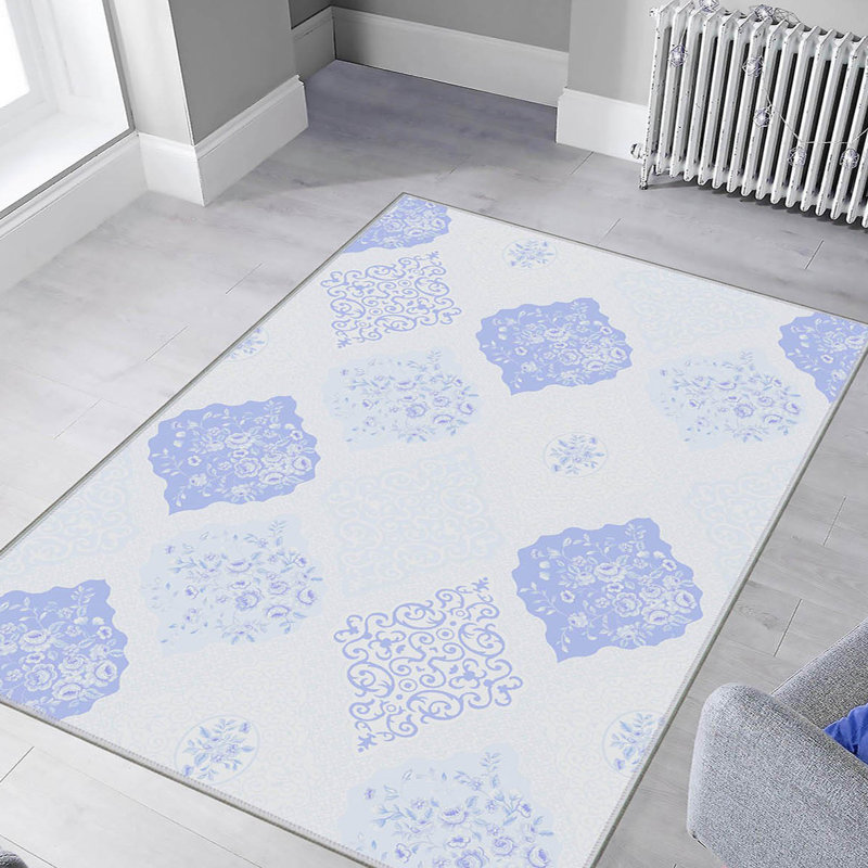 Premium Woven Area Rug, 5.9 x 9.2 Feet, 100% Polyester, 8 mm Pile Height | Antibacterial, Non-Slip PVC Felt Dot Underside | Machine Washable, 3D Digital Printed Design | Perfect for Living Room & Bedroom Decor