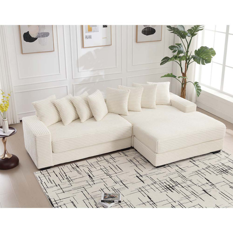 Canapé en L surdimensionné à deux pièces, Beige, Orienté à droite